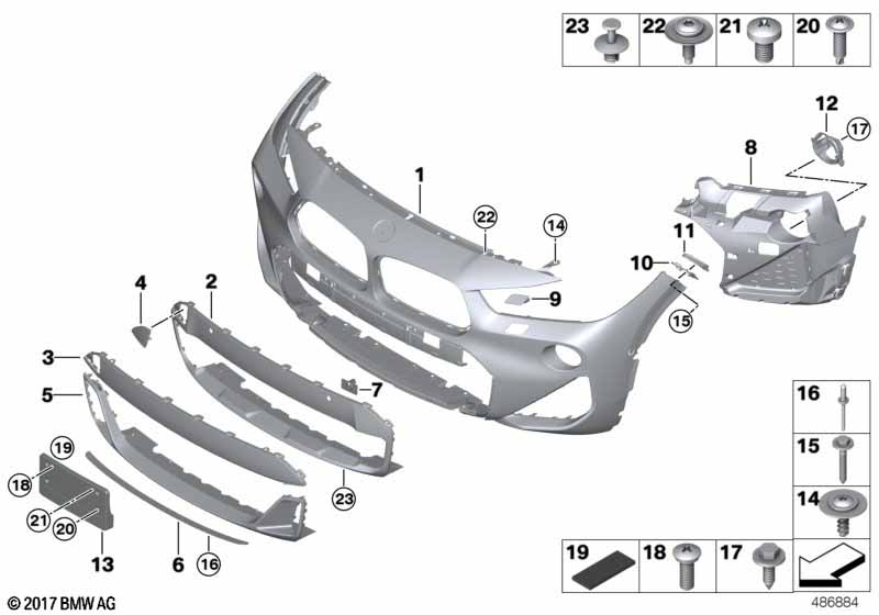 F39 передний бампер PDC/PMA