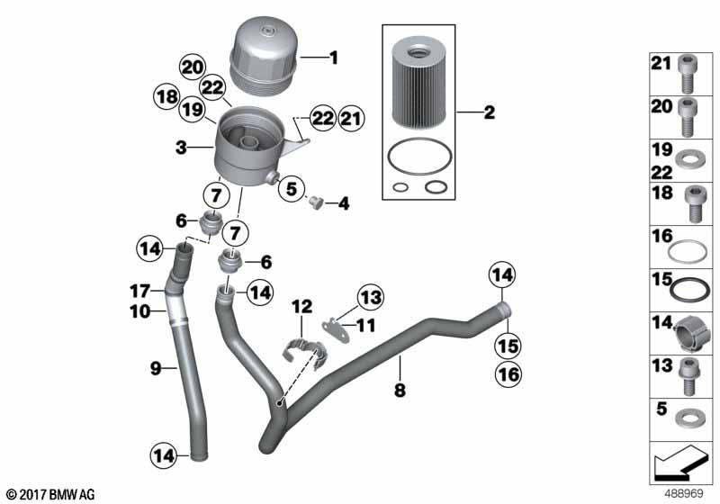 Масляный фильтр и трубопроводы