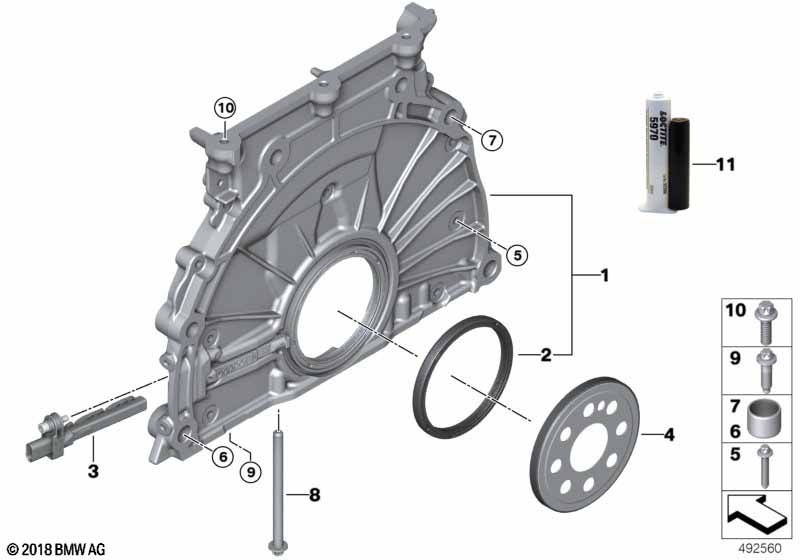 B48/B58/S58 крышка блока ГРМ задняя