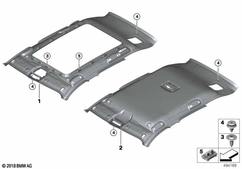 Headlining, lift-up & slide-back sunroof