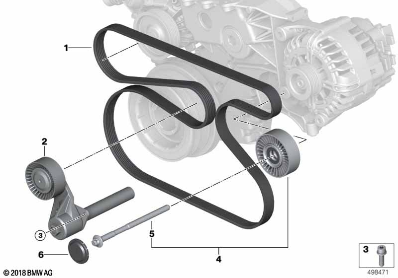 Ременный привод водяной помпы/генератора