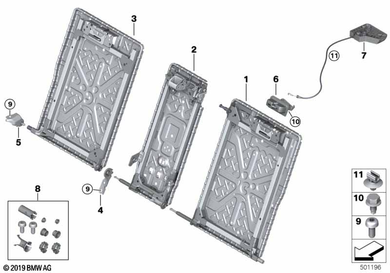 Каркас подушки заднего сиденья