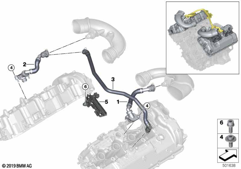 N63B вентиляционная труба 1-4 цилиндра
