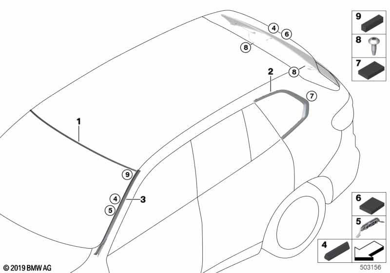 G05 планка бокового стекла задняя черная