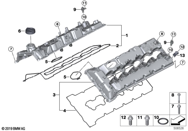 N74B клапанная крышка 1-6 цилиндры