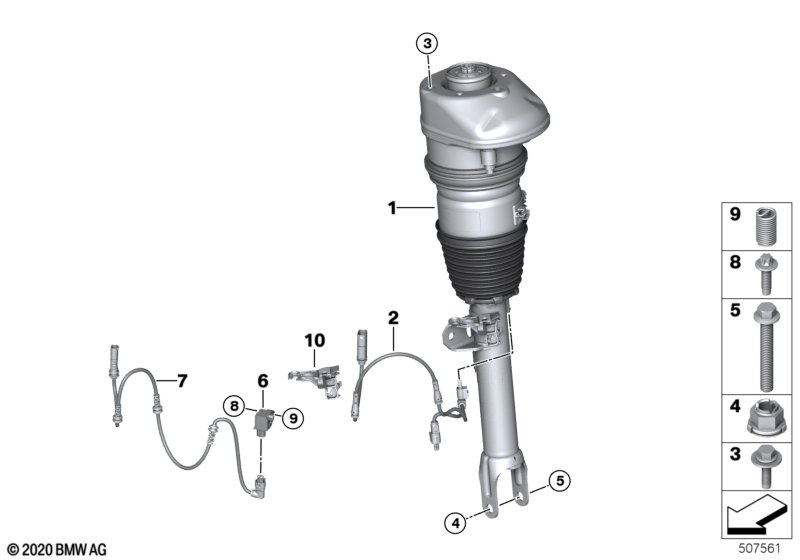 Пневмоамортизатор спереди RWD