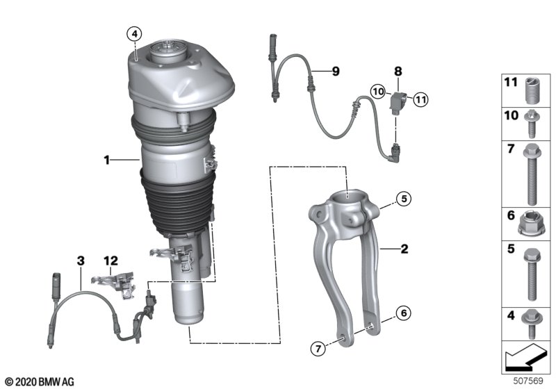 Пневмоамортизатор передний полный привод