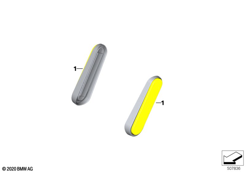 Отражатель желтый сбоку впереди