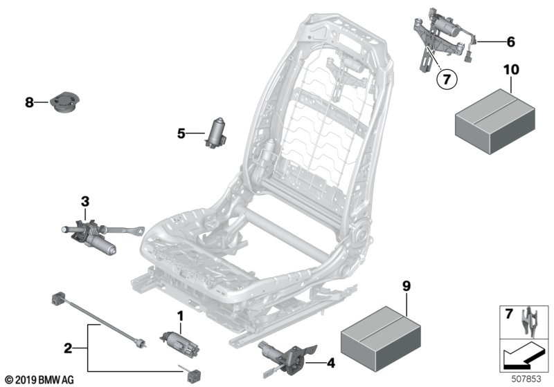 Сиденье Пд, э/оборудование и приводы