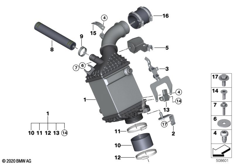 F90/F96/F95/F901/F92 Охладитель наддувочного воздух S63M