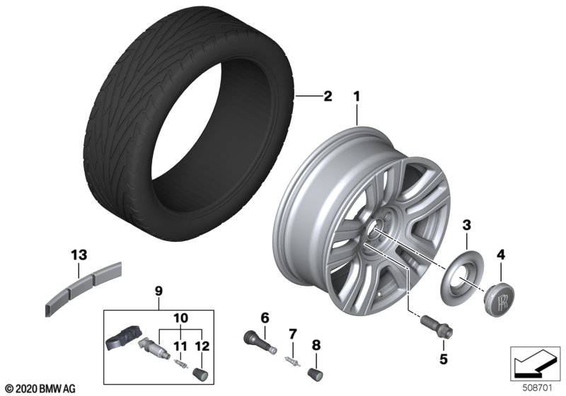 Колесо с легкоспл.диском BMW Styling 807