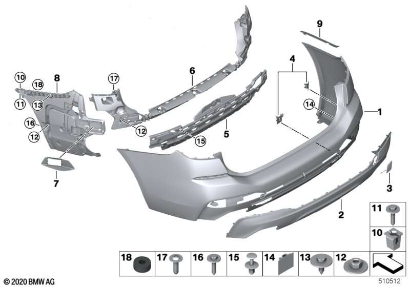 G32N задний бампер M-tech PDC/PMA