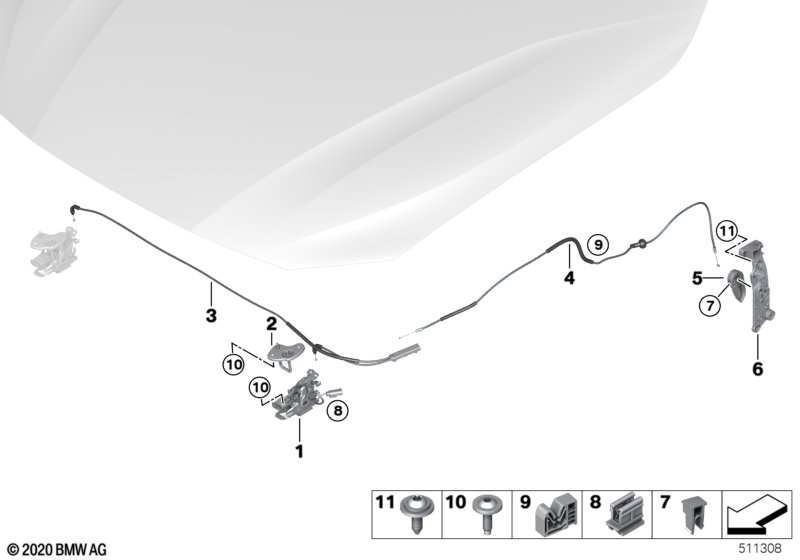 G20/F40 замок капота активный левый
