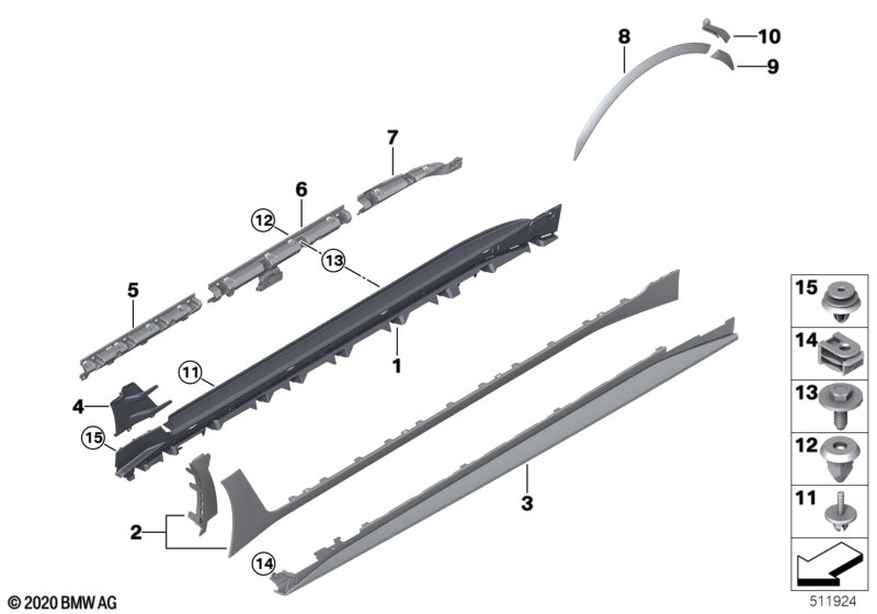 G26/G26N/i4/i4N Облицовка порога. верхняя часть. слева (glossy black)