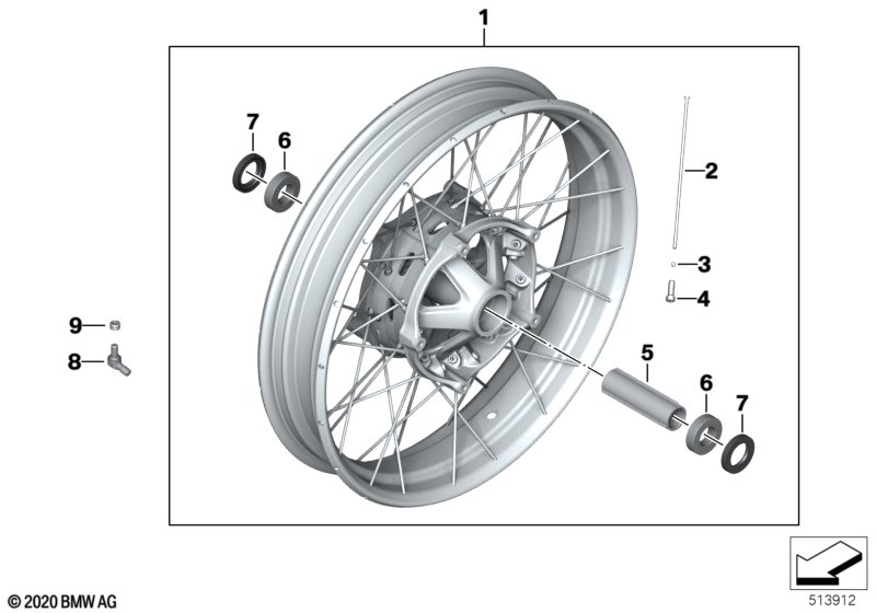 Колесо со спицами золотистое переднее