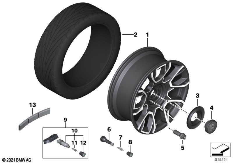 Колесо с легкоспл.диском BMW Styling 849