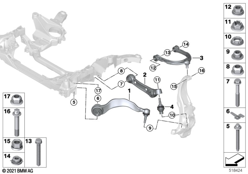 G30 рычаг передний левый продольный ПП