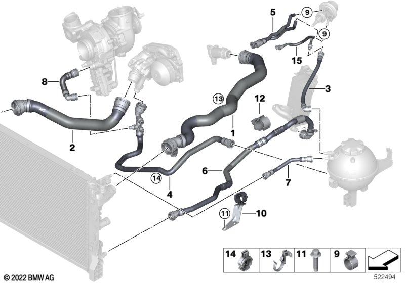 G30/G31/G12/G11 Шланг радиатора B47