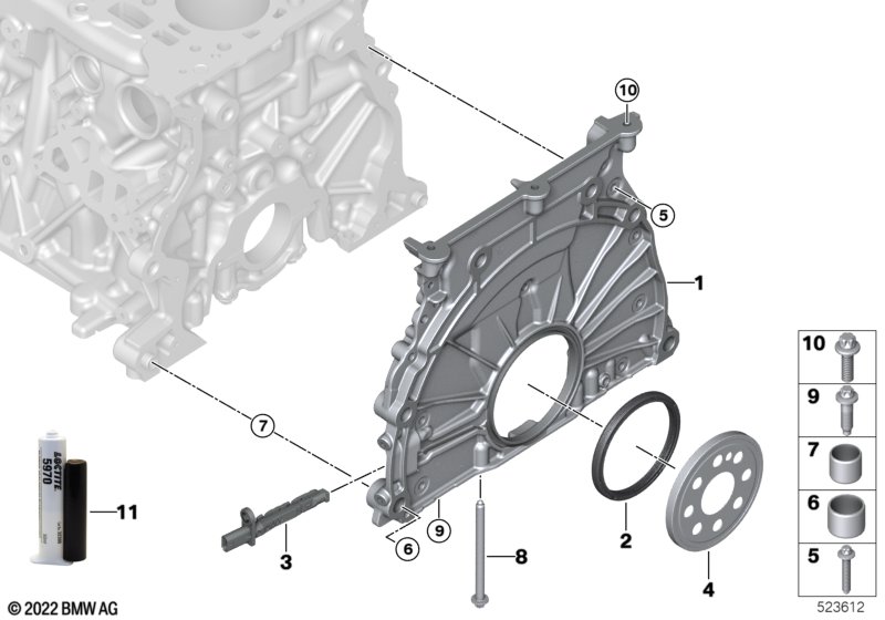B58N/B58X задняя крышка блока цилиндров