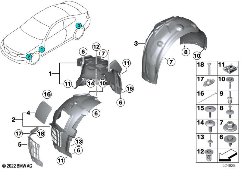 Кожух колесной ниши. передняя часть Л Пд F80 M3 / F80 M3 LCI / F82 M4 / F82 M4 LCI / MS BMW Motorsport