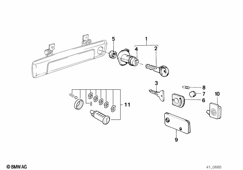 Ручка двери Пд/запорный механизм/ключ
