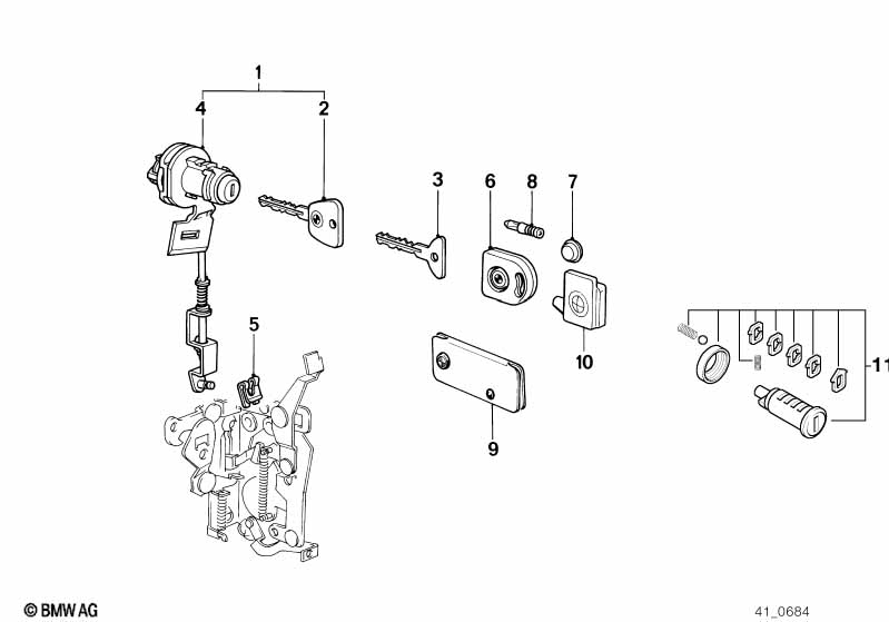 Ручка двери Пд/запорный механизм/ключ
