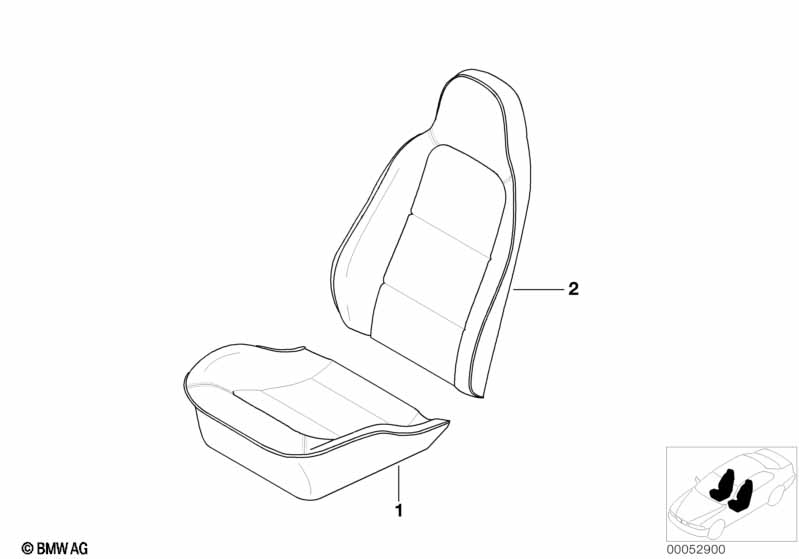 52108011795 Cover, backrest, with strip left BMW