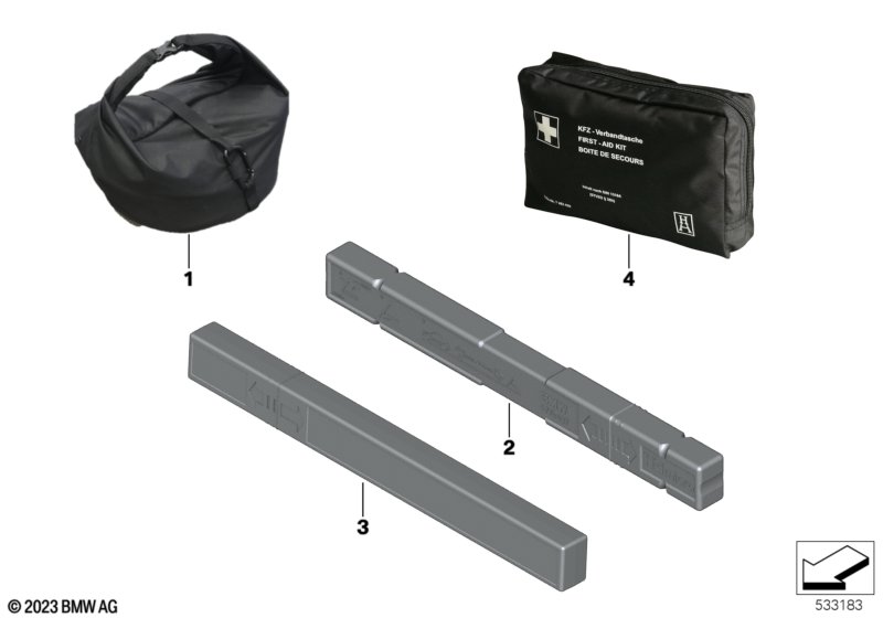 Знак аварийной остановки и аптечка