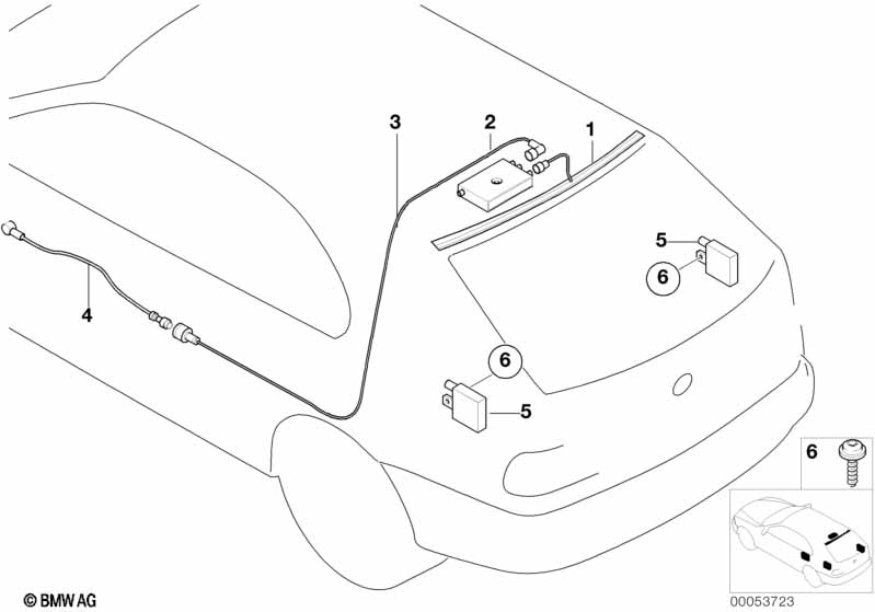 Детали антенны на заднем стекле