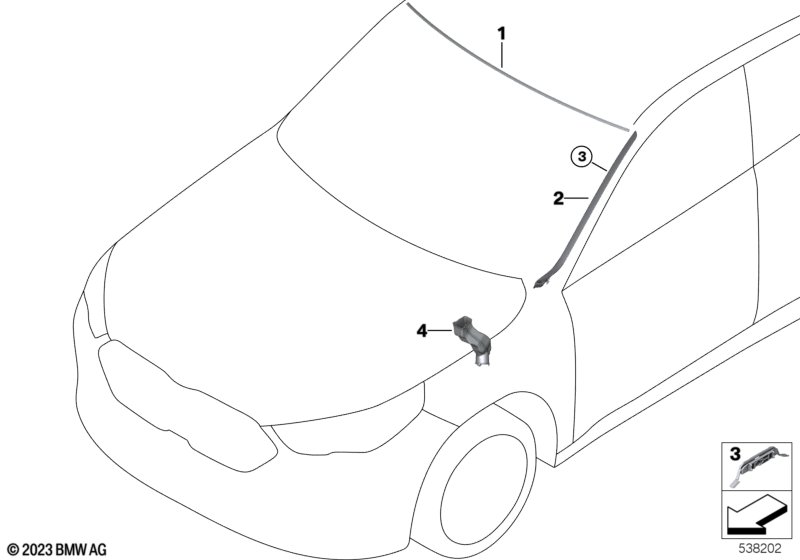 U10 верхний молдинг лобового стекла