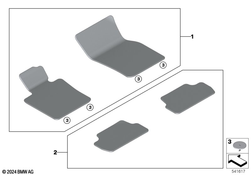 F56 комплект ковриков велюр черные