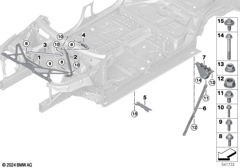 Распорка стоек щита передка лев.