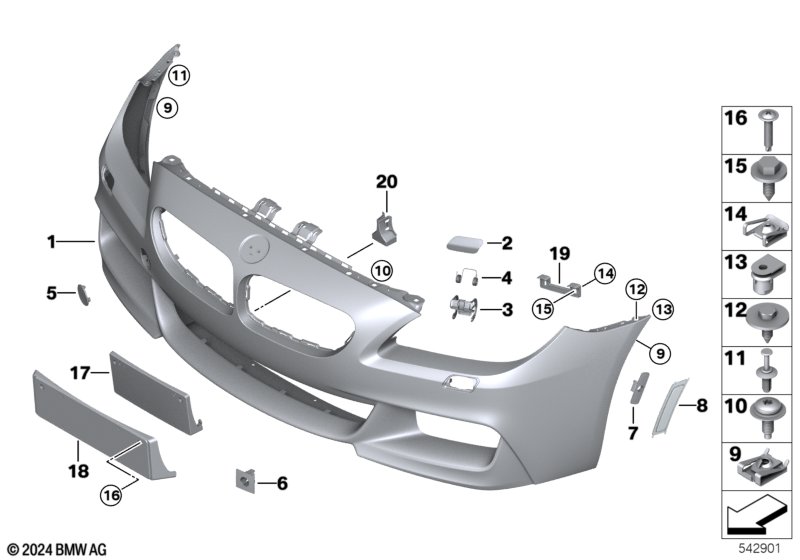 F13 передний бампер SRA/PDC/S-View