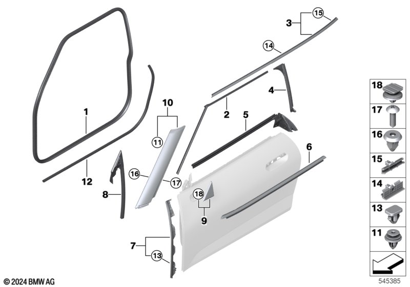 Накладки и уплотнения двери Пд