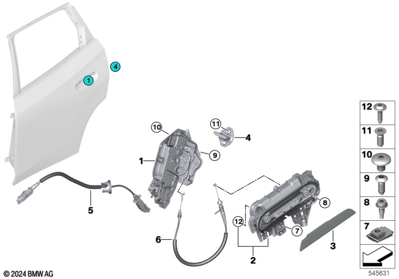 F70/U10/G60/G45 замок задней правой двери