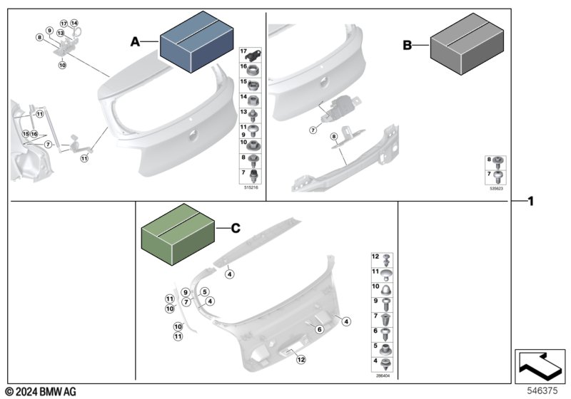 Монтажный комплект багажной двери