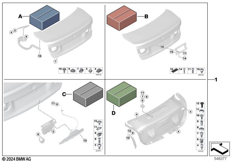 Монтажный комплект багажной двери
