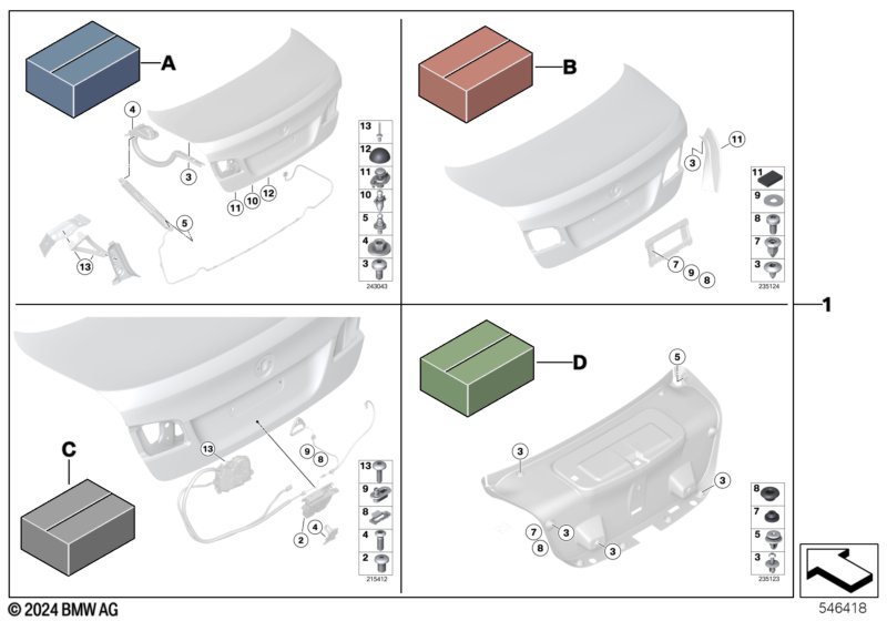 Монтажный комплект багажной двери