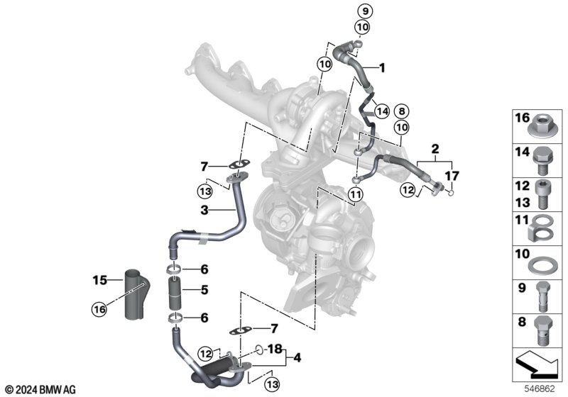 B57P подводящий маслопровод трубонагнетателя