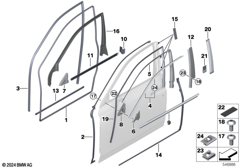 Накладки и уплотнения двери Пд