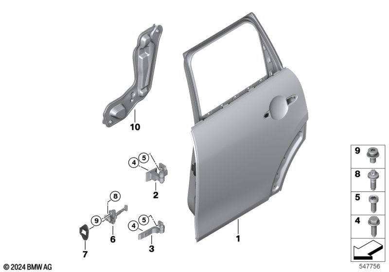 Задняя дверь - петля/ограничитель двери