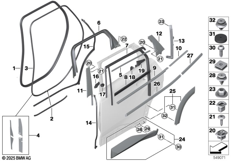 Накладки и уплотнения двери Зд