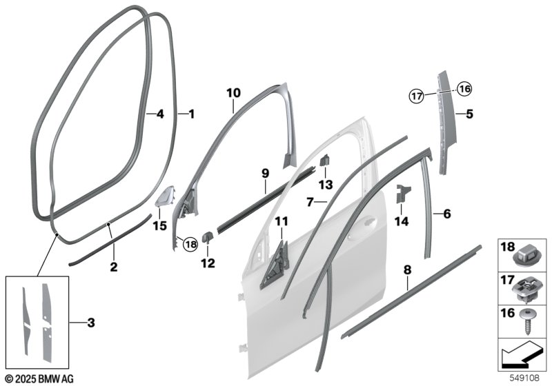 Накладки и уплотнения двери Пд