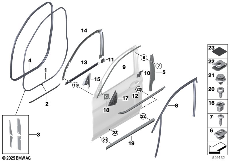Накладки и уплотнения двери Пд