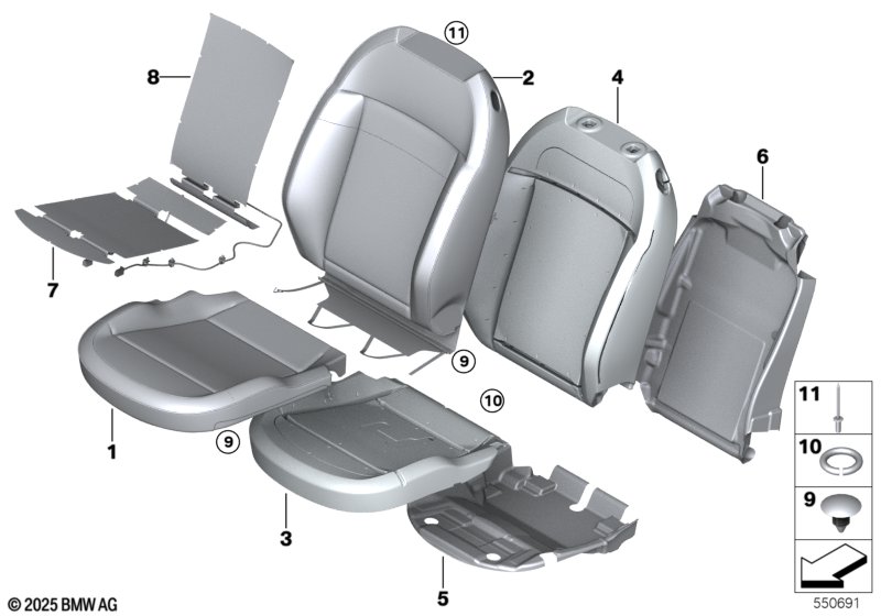Набивка и обивка передн.сиденья