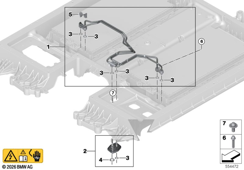 Cooler line, high-voltage battery