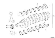 Коленчатый вал с вкладышами подшипников