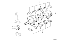 Коленчатый вал с вкладышами подшипников