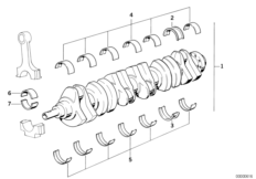 Коленчатый вал с вкладышами подшипников