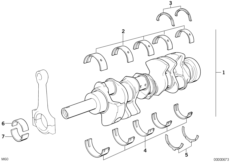 Коленчатый вал с вкладышами подшипников